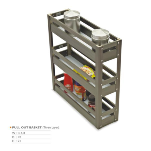 Aluminium modular Kitchen Three shelf Pullout  21 inches